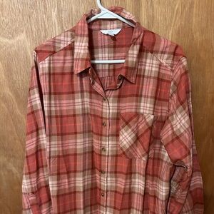 Time and Tru orange oversized flannel women’s size L NWOT